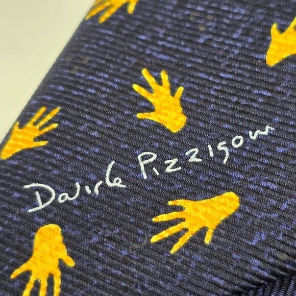 Bvlgari x David Pizzigoni Signed 7-Fold Blue Silk  Men's Necktie - Picture 3 of 6